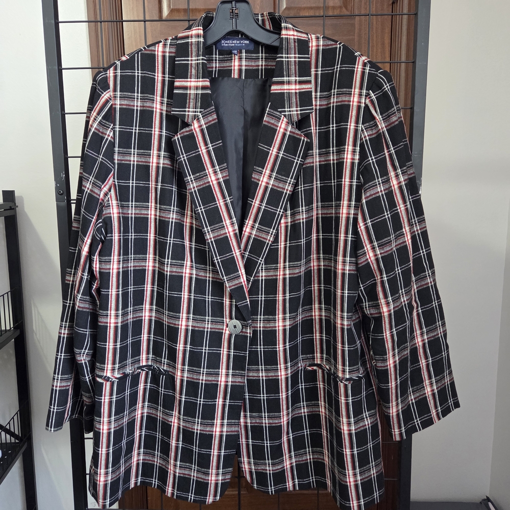 Plus Size Jones New York Women's Plaid Blazer, NWOT